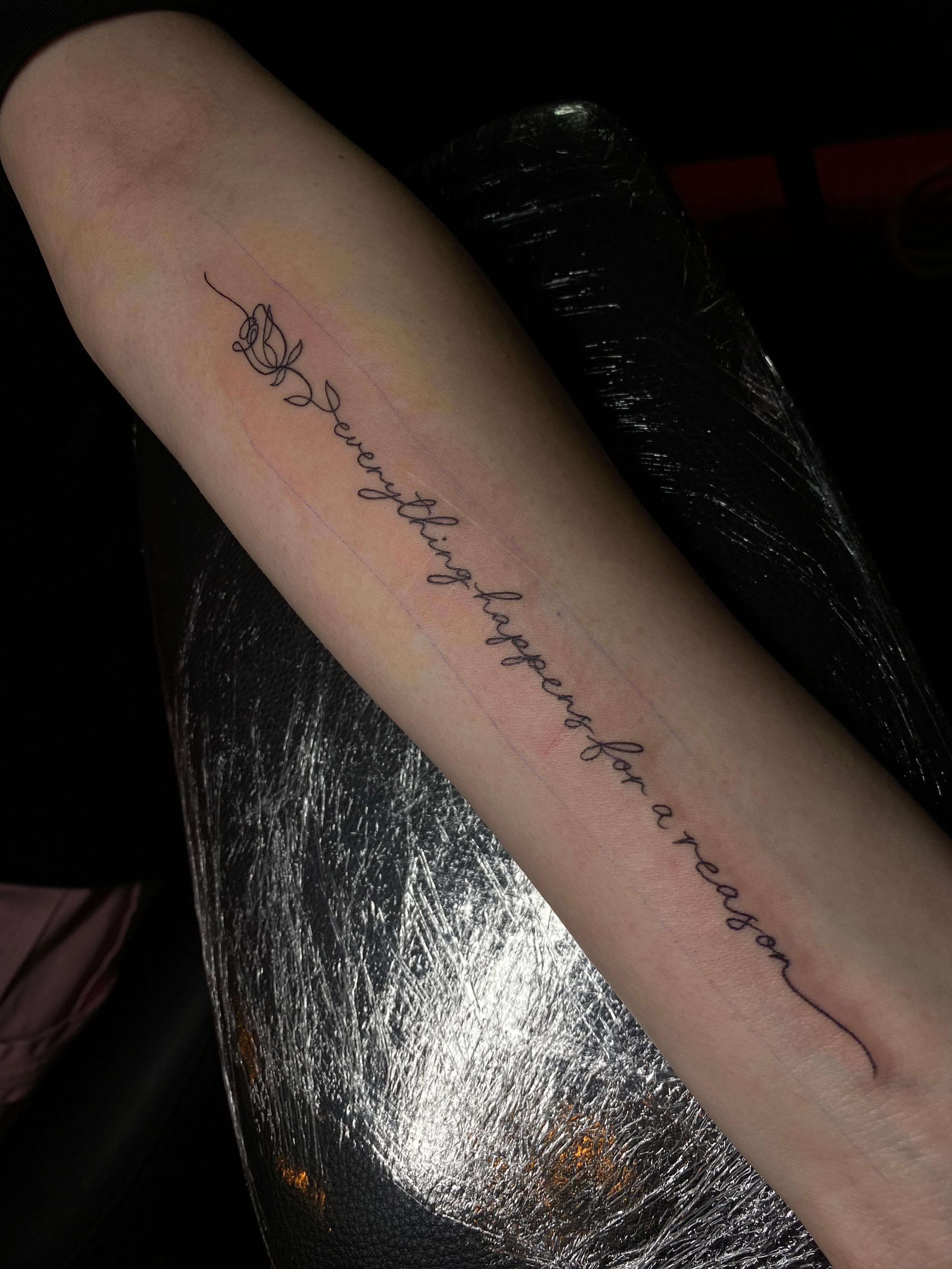 Fine line script tattoo